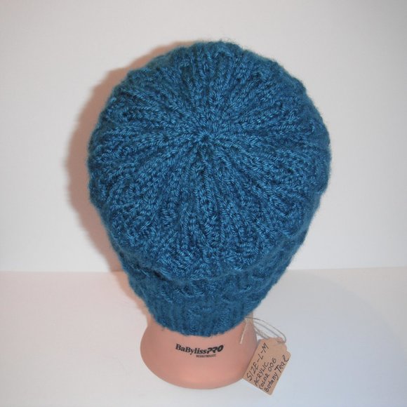 Hand Knitted Hat Toque Size - L-M Acrylic Botany Teal - 006 Hand knit by me - Picture 6 of 11